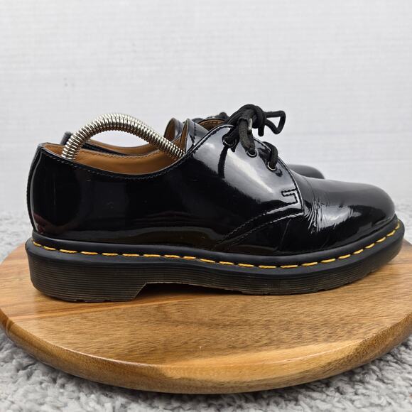 Dr. Martens Womens 8 1461 Black Patent Leather 3-Eye Lace Up Plain Toe Oxford main image 14